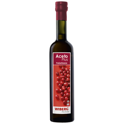 Wiberg AcetoPlus Preiselbeere, 2,2% Säure, Essig-Fruchtzubereitung, vegan, 500 ml