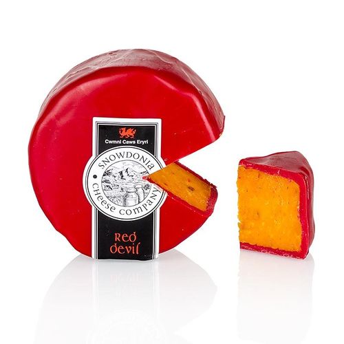 Snowdonia - Red Devil, Leicester Käse, mit Pfeffer &amp; Chili, roter Wachs, 200 g