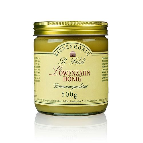 Löwenzahn-Honig, Deutschland, dunkelgelb, cremig, mild &amp; würzig, aromatisch, Feldt, 500 g