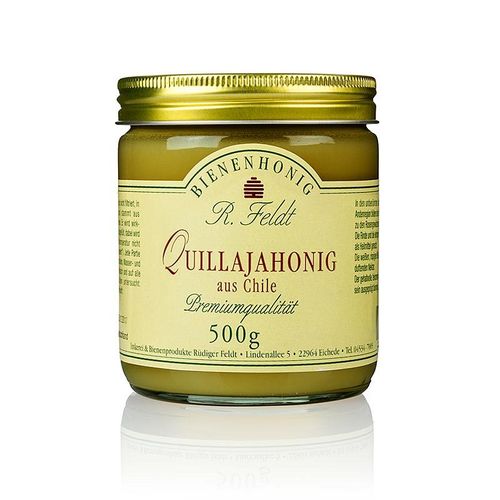 Quillaja-Honig, Chile, dunkelgelb, cremig aromatisch, nussig, Feldt, 500 g