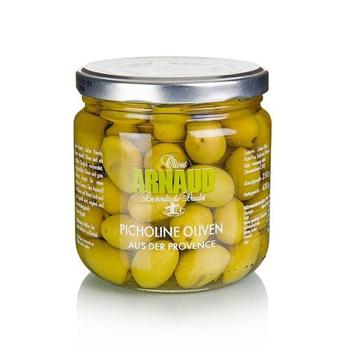 Grüne Oliven, mit Kern, Picholine-Oliven, Arnaud, 430 g