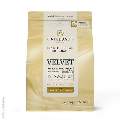 Weiße Schokolade "Velvet", Callets, 32% Kakaobutter, 23% Milch, Callebaut, 2,5 kg