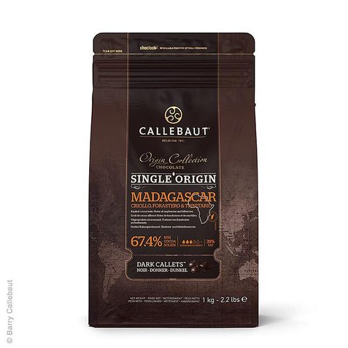 Origine Madagascar, dunkle Couverture, Callets, 67,4% Kakao, Callebaut, 2,5 kg