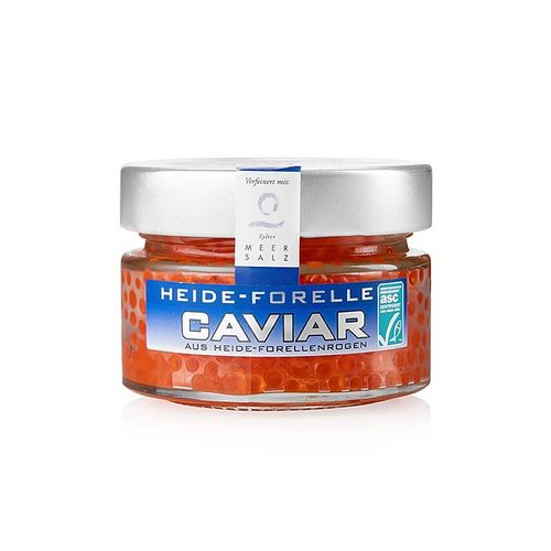 Heide Forellen Kaviar, mit Sylter Meersalz, orange-rot, ASC, 100 g